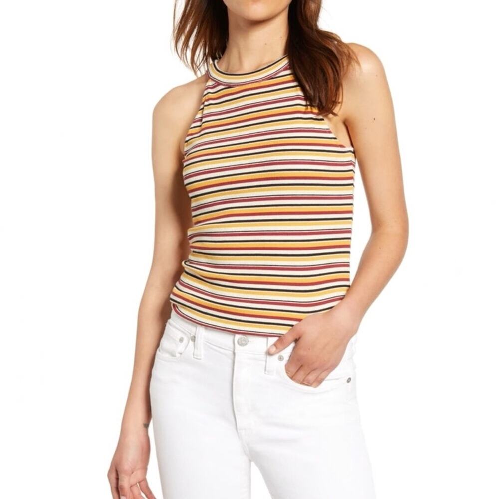 1. State High Neck Striped Tank Sz M